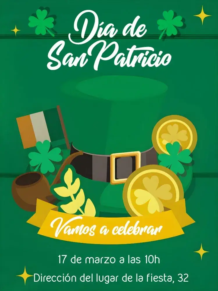 Invitación Día De San Patricio Verde – tema Fechas Conmemorativas verde, irlandés, festivo, divertido, moderno, colorido