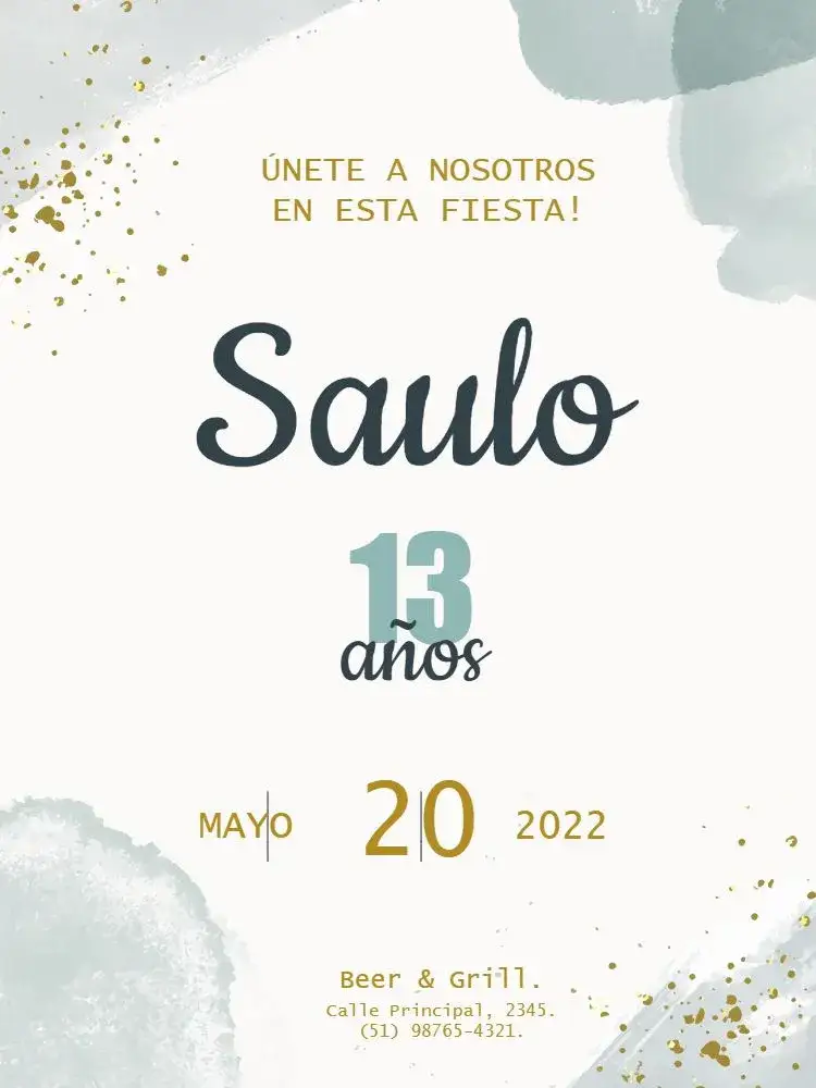 Invitación Celebración Fiesta Acuarela – tema Cumpleaños Infantil acuarela, azul, elegante, divertido, colorido