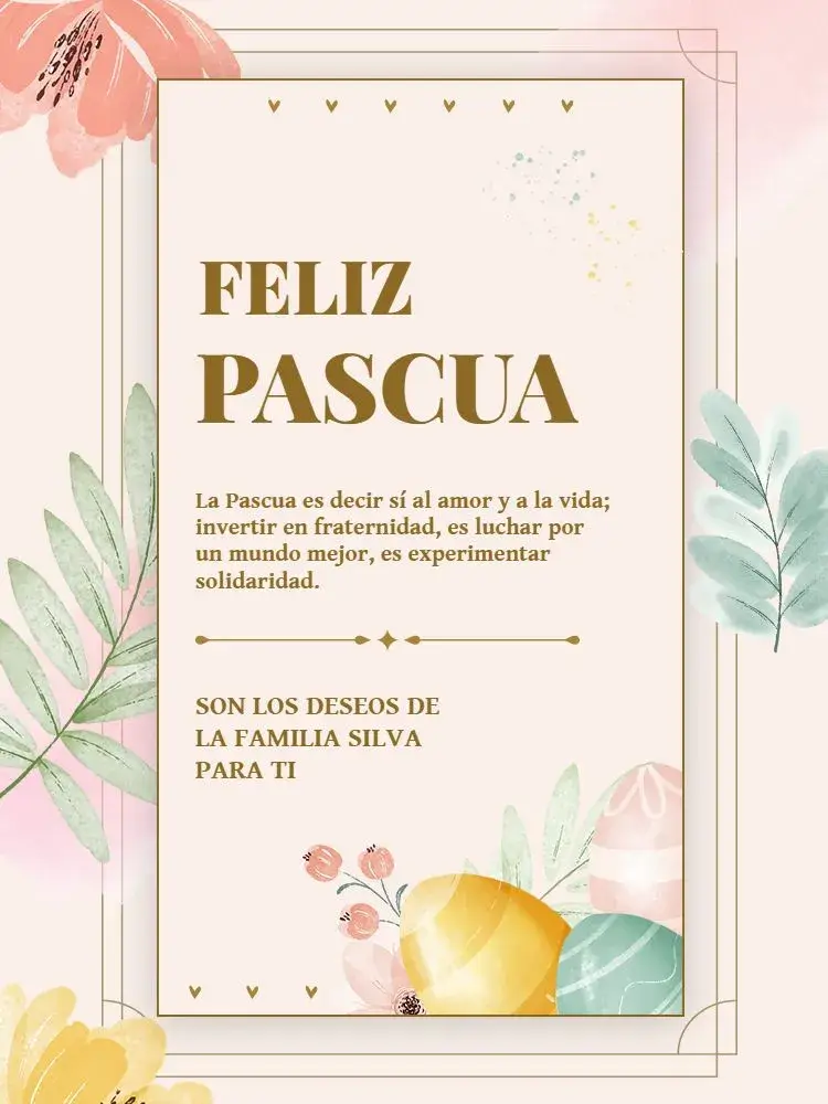 Invitación Tarjeta Feliz Pascua Floral Religiosa