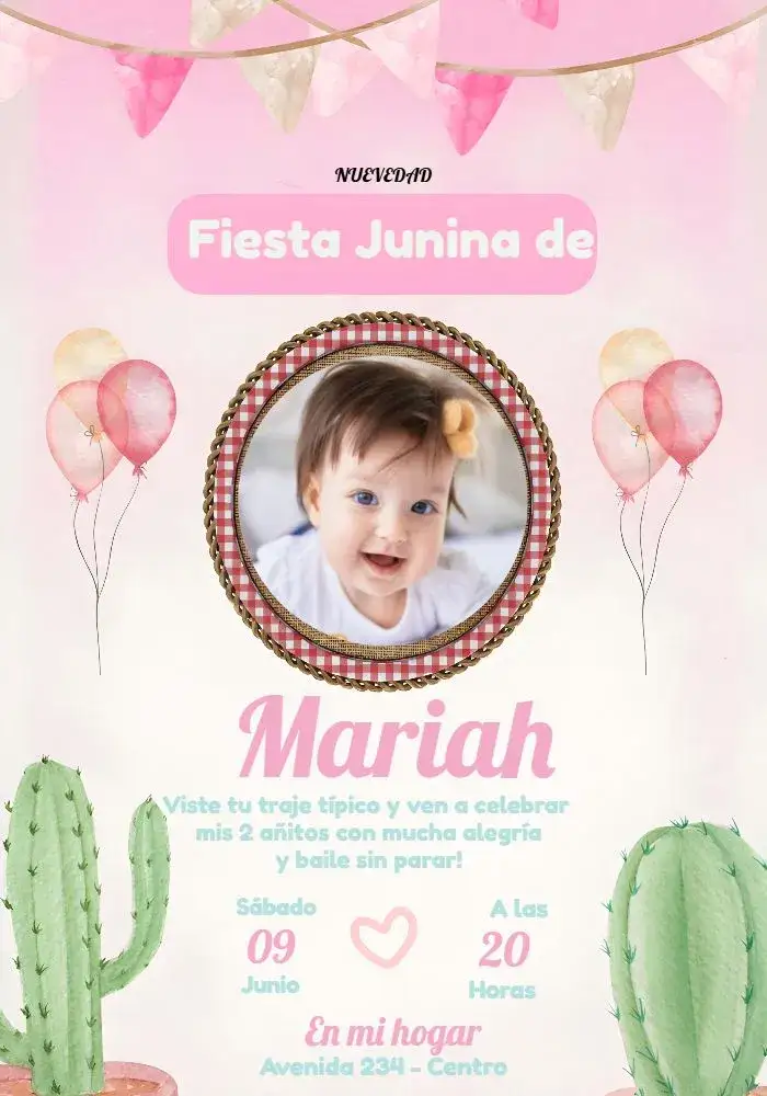 Invitación Arraial Fiesta Junina Con Foto Infantil – tema Fechas Conmemorativas colorido, tradicional, infantil, rústico, festivo