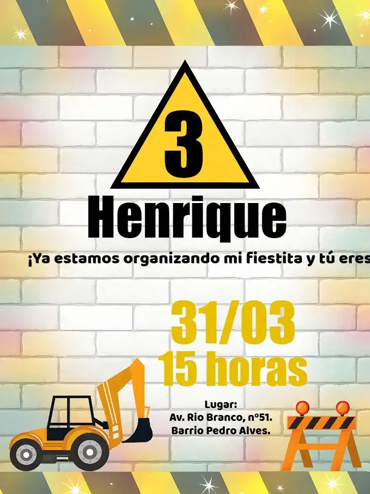 Invitación Construcción Reforma – tema Té Rifa construcción, industrial, moderno, colorido, divertido, temático