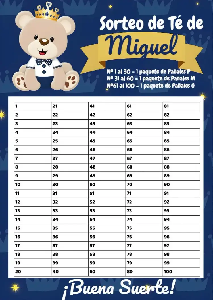 Invitación Baby Shower Raffle Tea Prince Teddy Bear – tema Té Rifa azul, dorado, oso de peluche, príncipe, moderno, elegante
