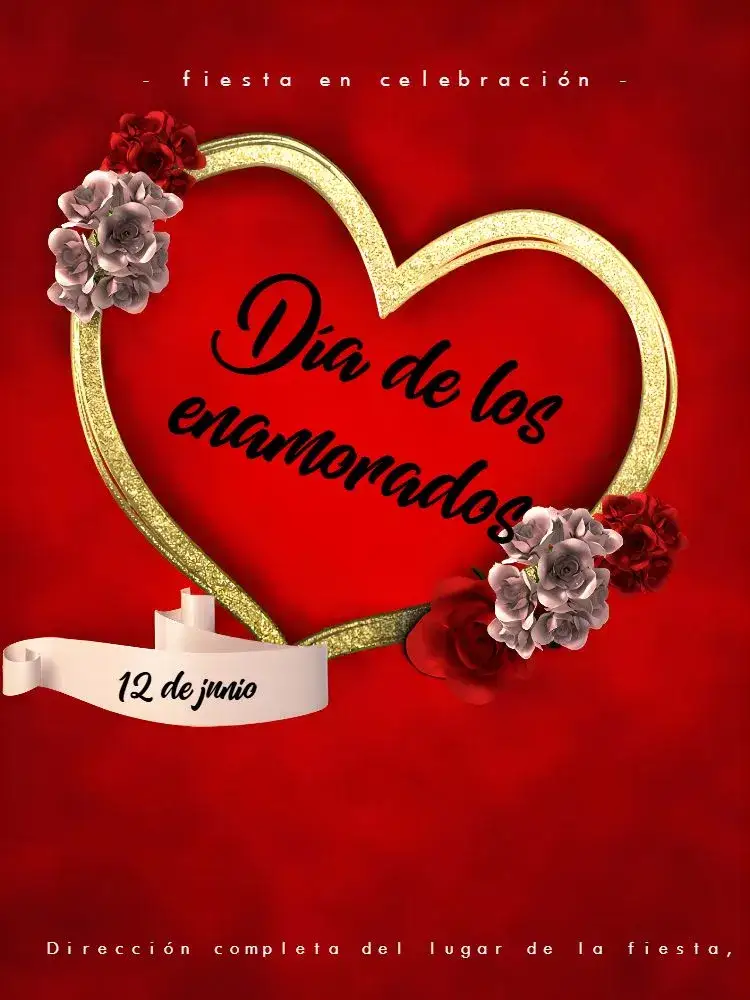 Invitación Para Fiesta De Día De San Valentín Rojas – tema Fechas Conmemorativas romántico, elegante, moderno, floral, minimalista, clásico