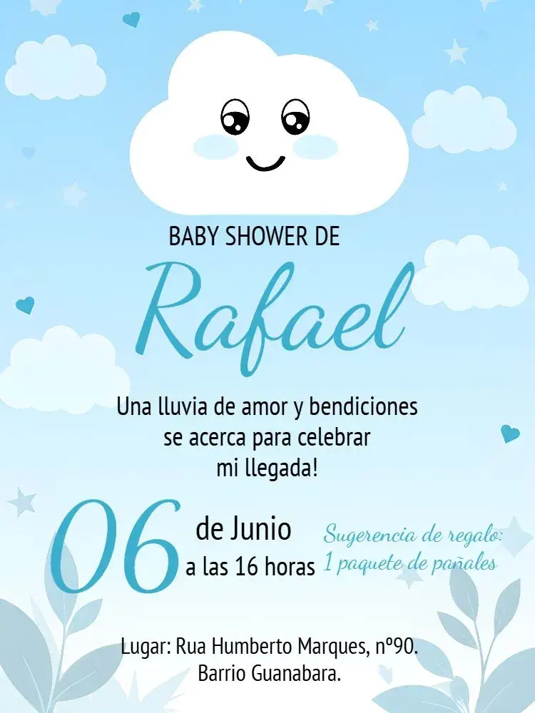 Invitación Baby Shower Rain of Love White
