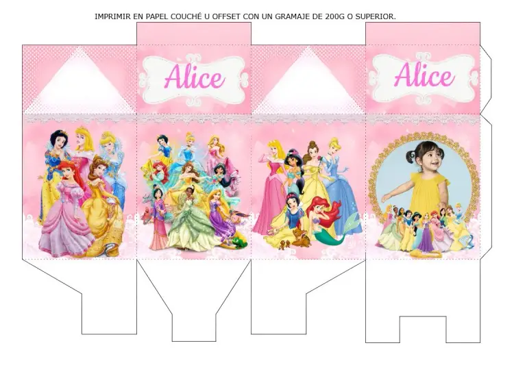 Invitación Caja Milk Princesas De Disney Con Foto