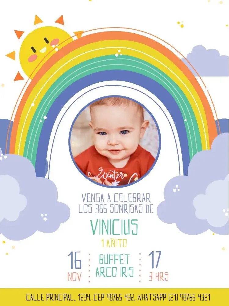 Invitación Sonrisas Bebé Arco Iris Celebración