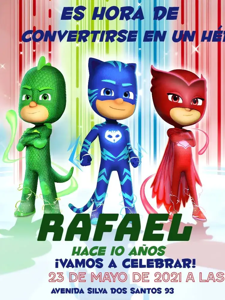 Invitación Pj Masks Rojo
