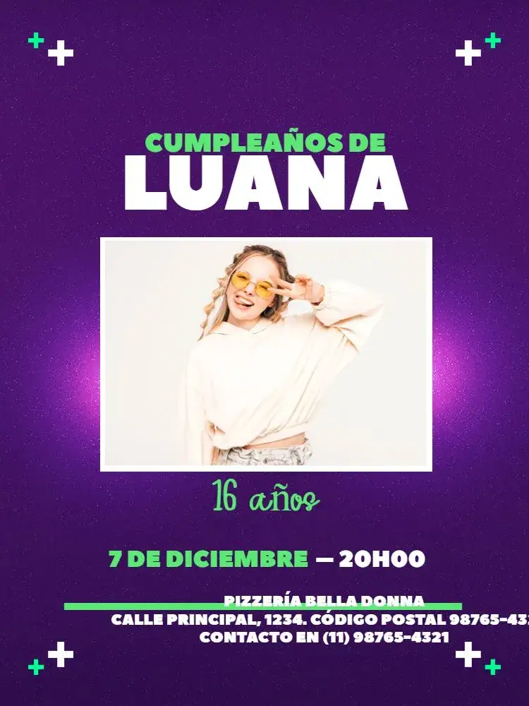 Invitación Joven Femenino Minimalista Morado