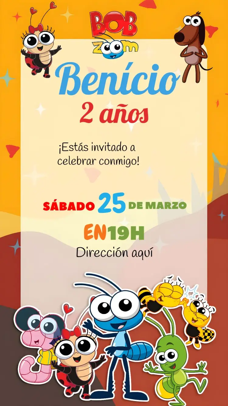 Invitación Bob Zoom Infantil