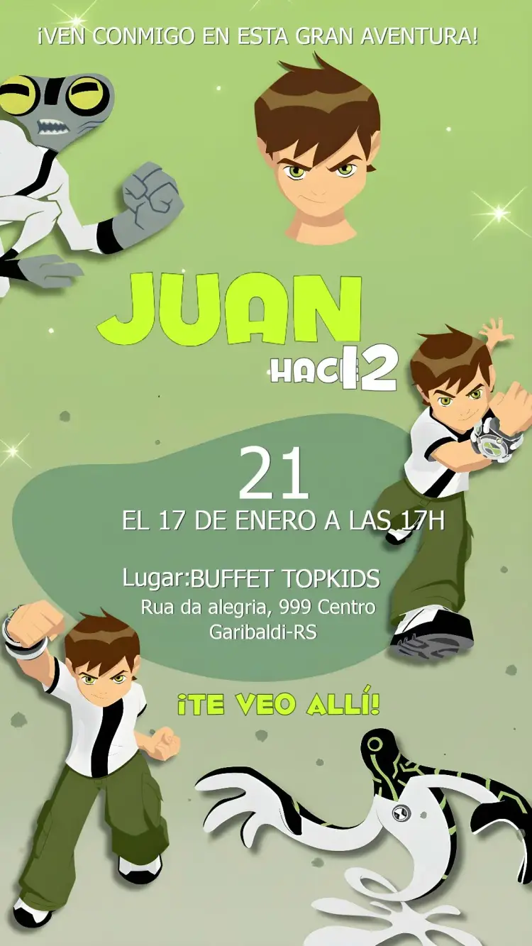 Invitación Ben 10 Monstruos
