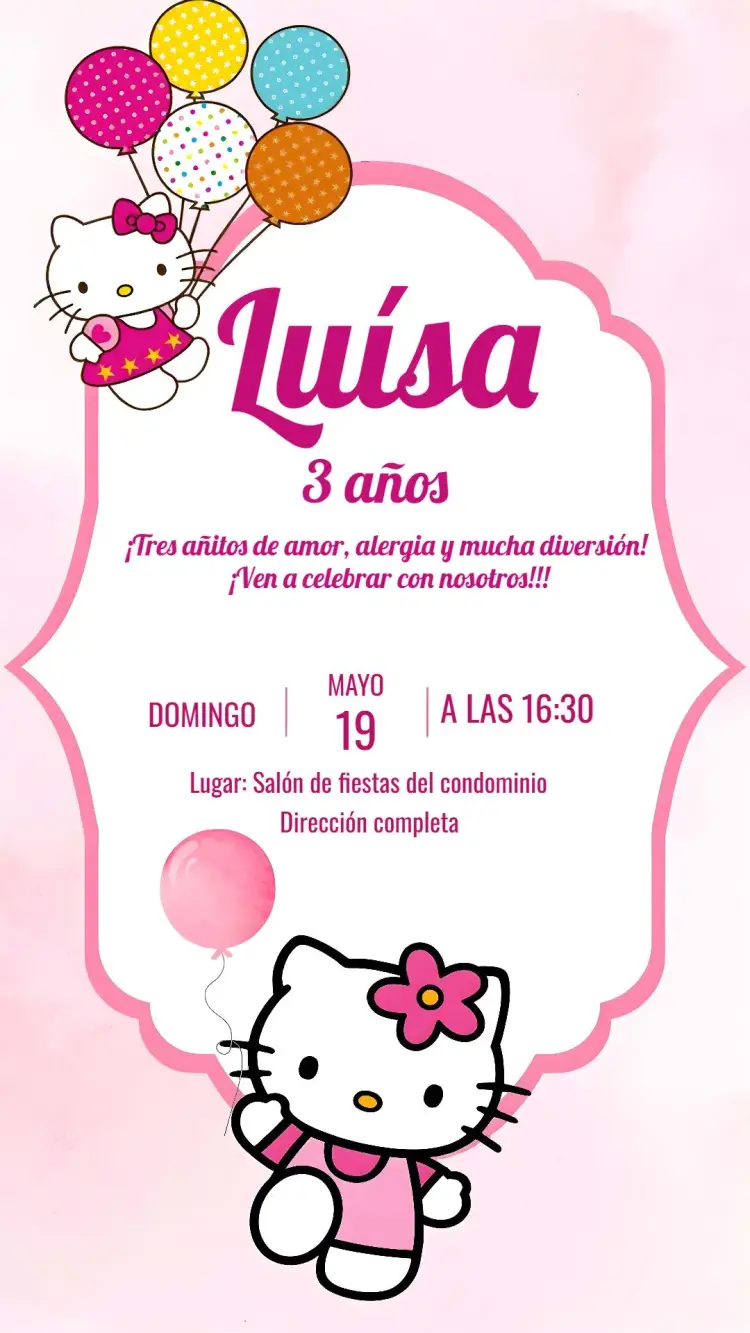 Invitación Hello Kitty Chica