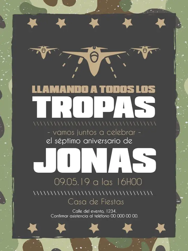 Invitación Aviones De Guerra Infantil – tema Cumpleaños Infantil militar, aviones, infantil