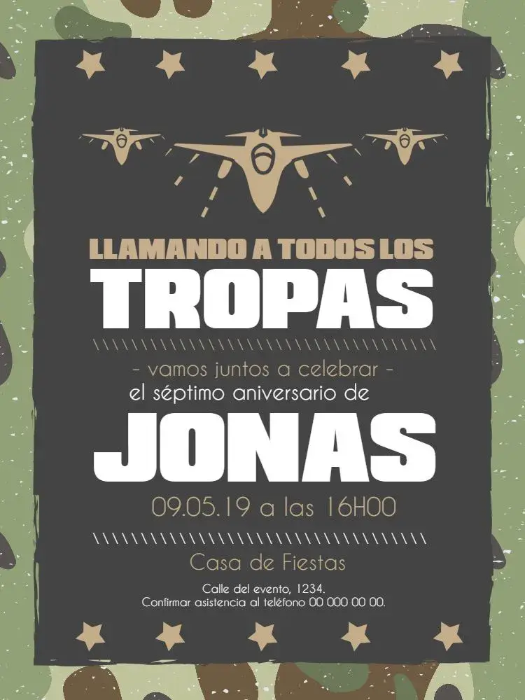 Invitación Aviones De Guerra Infantil