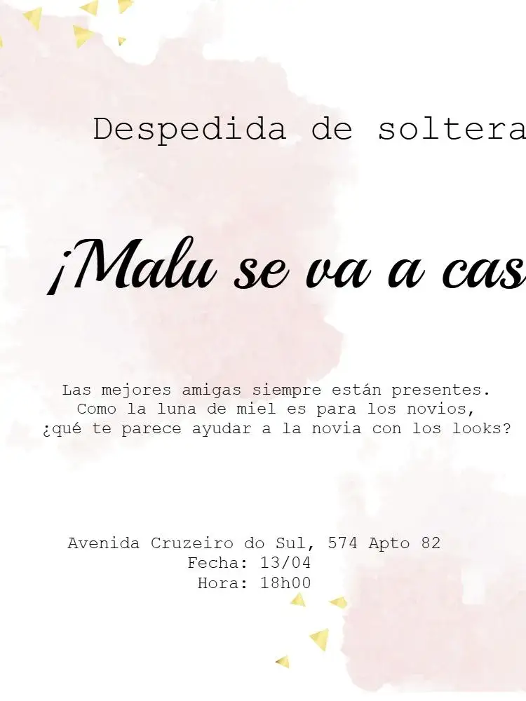 Invitación Despedida De Soltera Para Adultos – tema Baby Shower rosa, acuarela, dorado, femenino, delicado, moderno