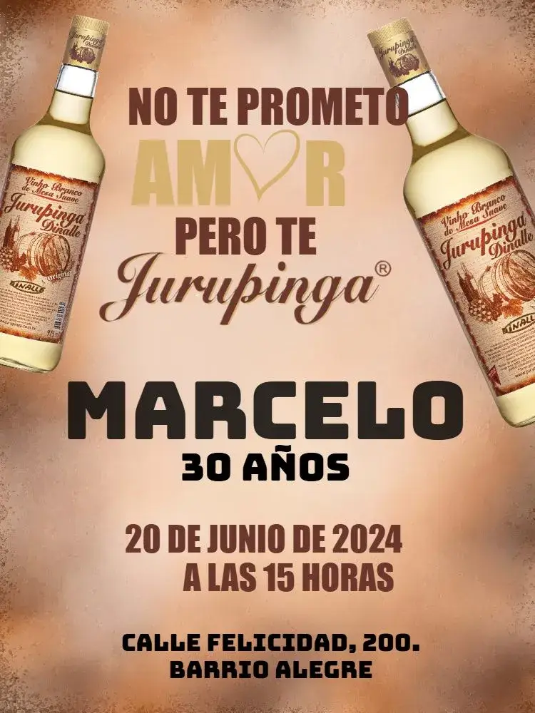 Invitación Jurupinga Adulto editable y personalizable