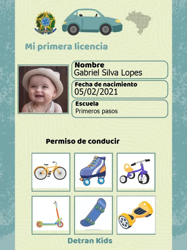 Invitación Carné de Identidad Infantil con Foto de la Escuela