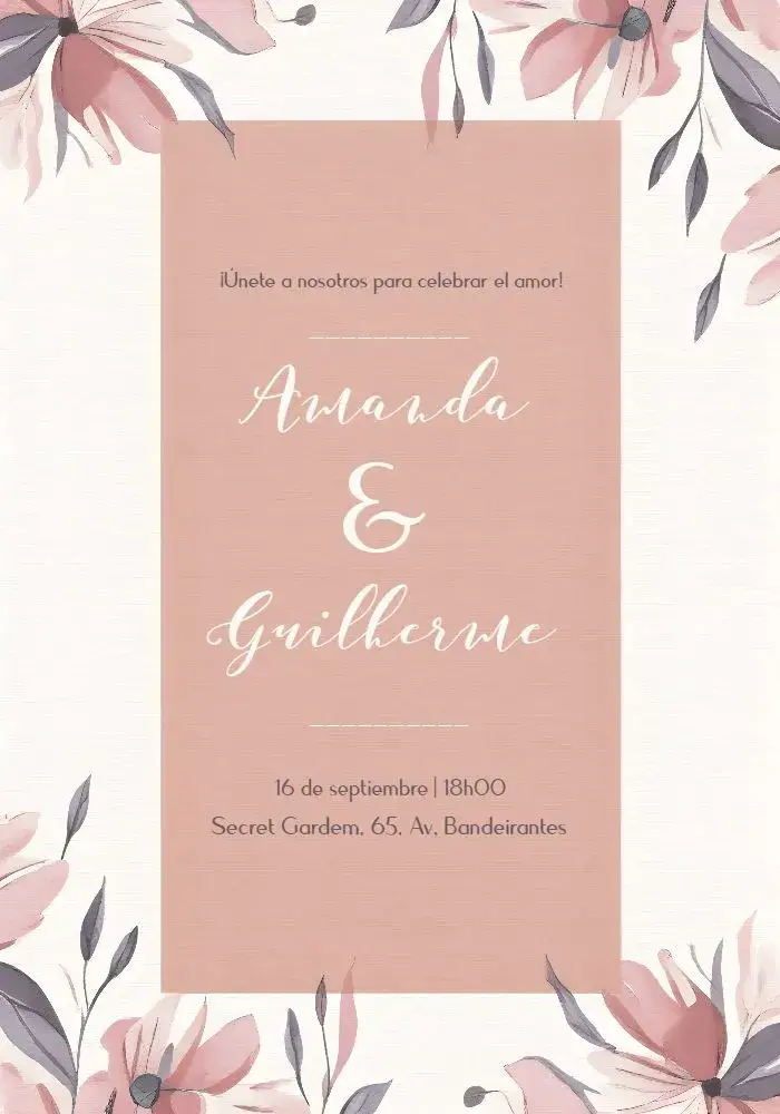 Invitación Boda Floral Rosa