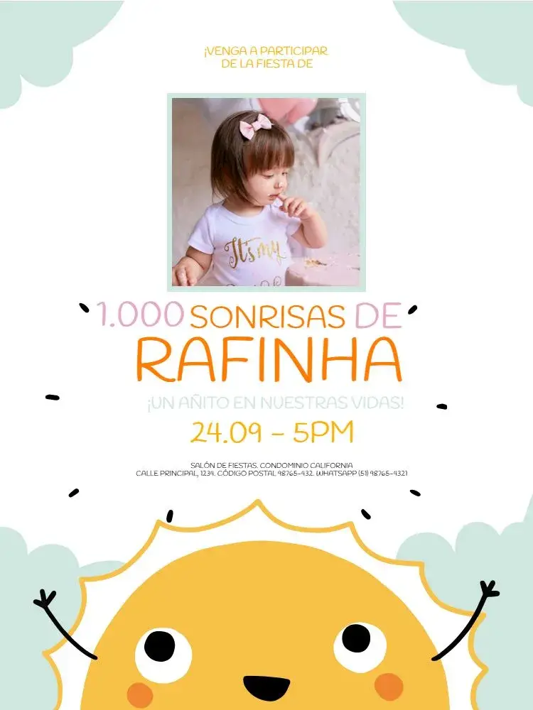 Invitación Infantil Sonrisas Con Foto Claro