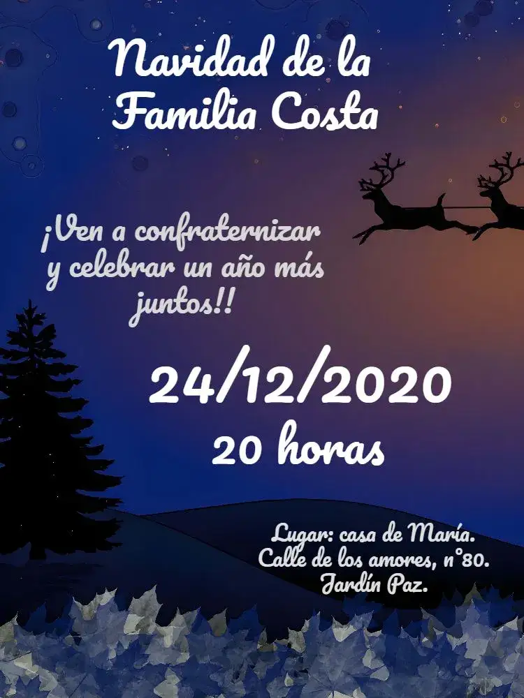 Invitación Navidad En Familia Fin – tema Fechas Conmemorativas navideño, moderno, elegante, azul y blanco, minimalista, festivo