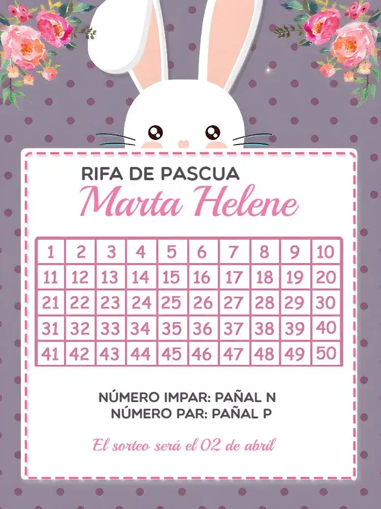 Invitación Té Rifa Pascua Cha