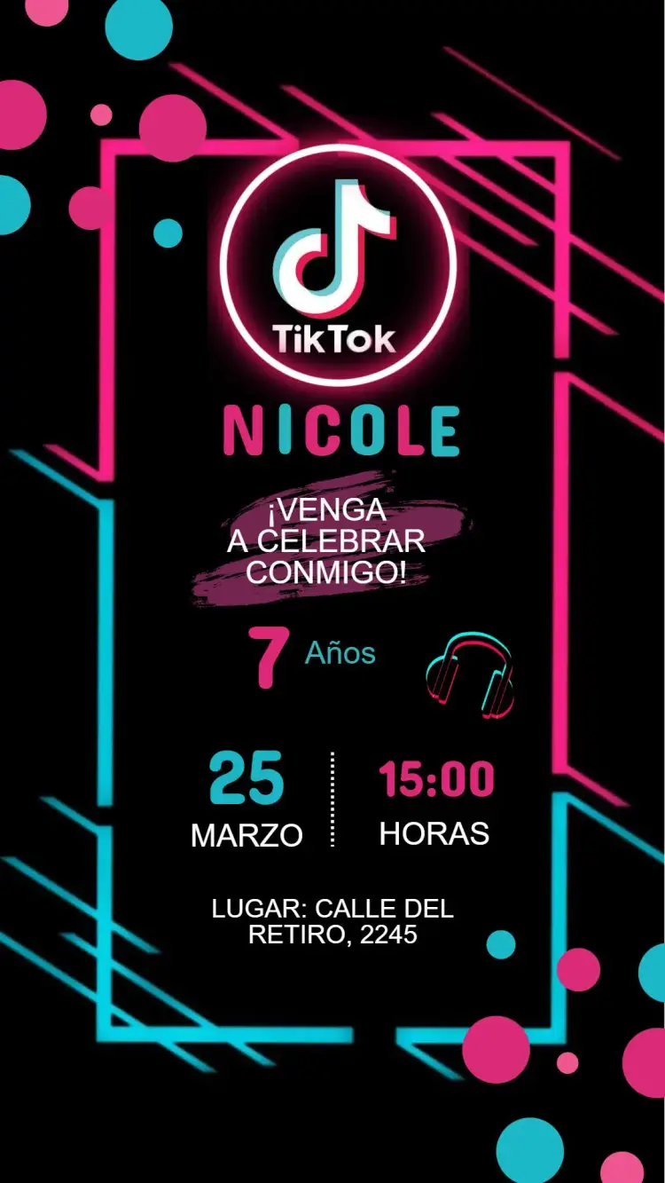 Invitación Digital Cumpleaños Tik Tok