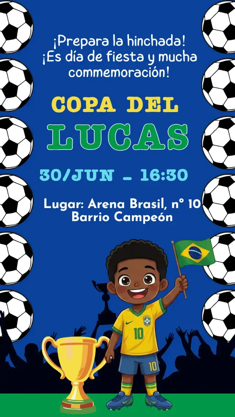 Invitación digital Copa del Mundo Brasil Fútbol