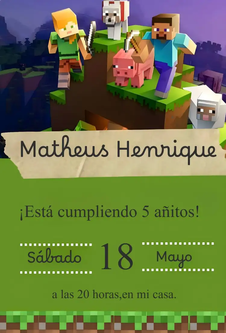 Invitación Minecraft