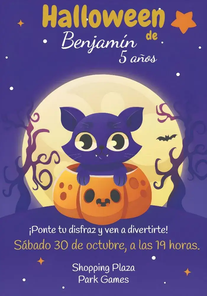 Invitación Halloween Disfraz – tema Fechas Conmemorativas lila, colorido, temático, divertido, de fantasía, mágico