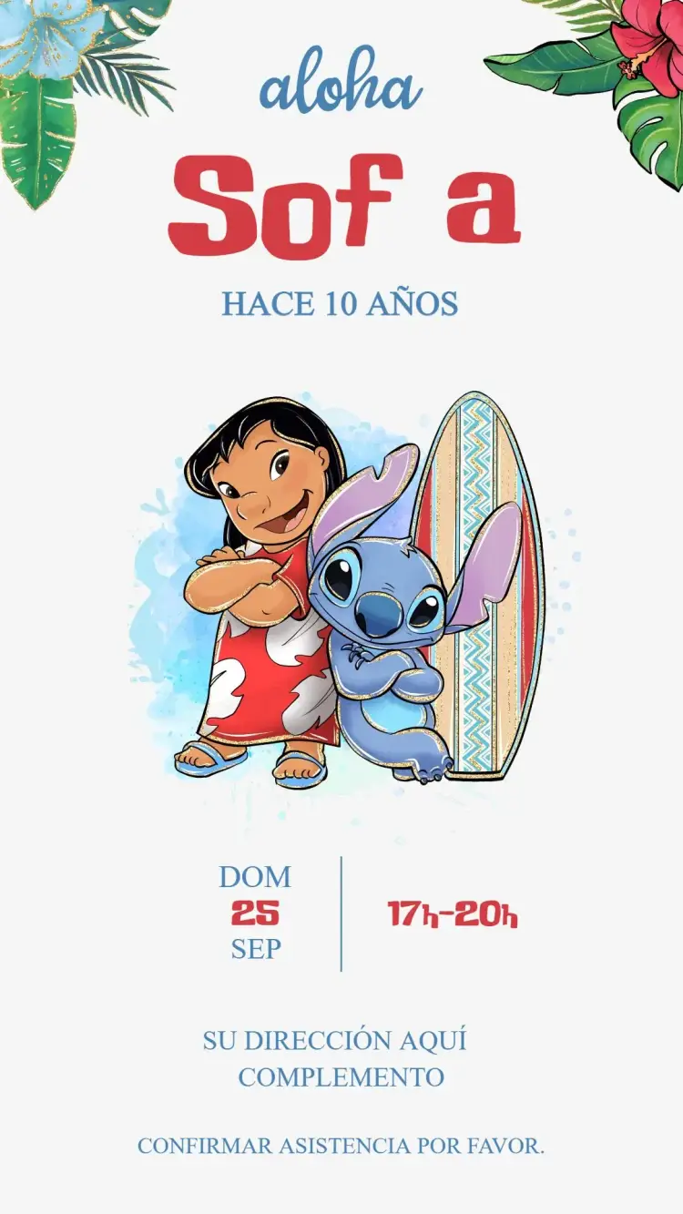 Invitación Lilo y Stitch