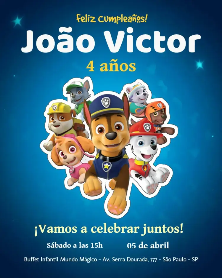 Invitación Patrulla Canina Paw