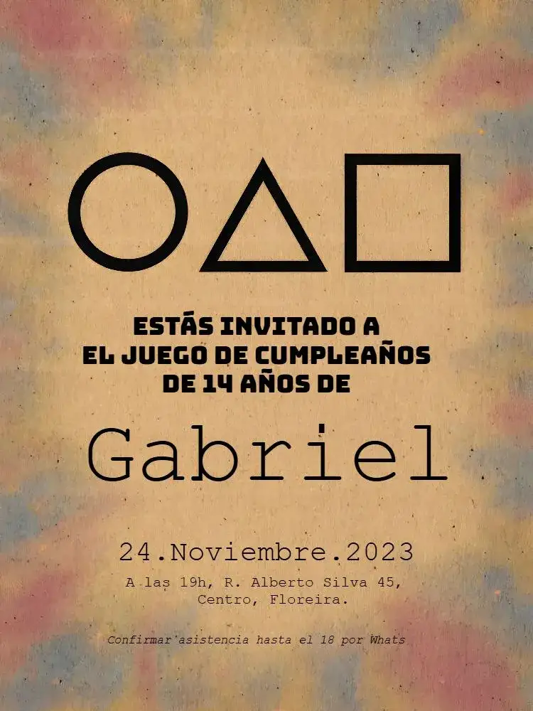 Invitación Juego de Calamar Ronda 6 Rojo – tema Más buscados rojo y negro, estilo moderno, elementos gráficos de juegos, inspirado en serie, diseño impactante, temática de fiesta