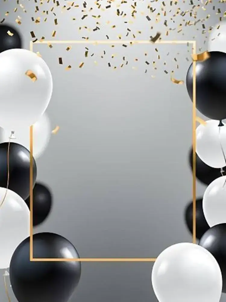 Invitación Marco Con Globos Fiesta – tema Cumpleaños colorido, festivo, alegre, infantil, moderno