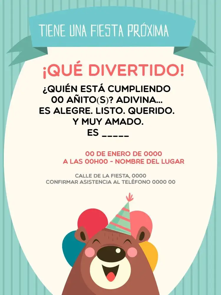 Invitación Niño 1 Año Globo