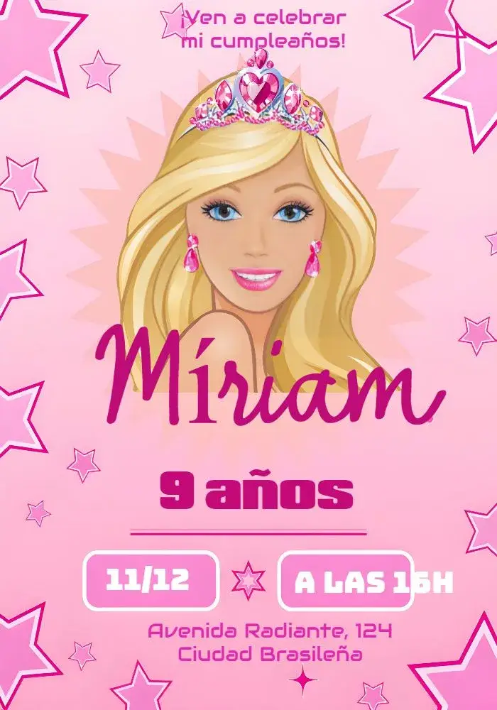 Invitación Barbie Blanco