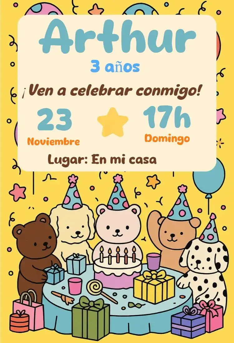 Invitación invitación digital bobbie goods – tema Cumpleaños lindo, minimalista, kawaii, moderno, delicado