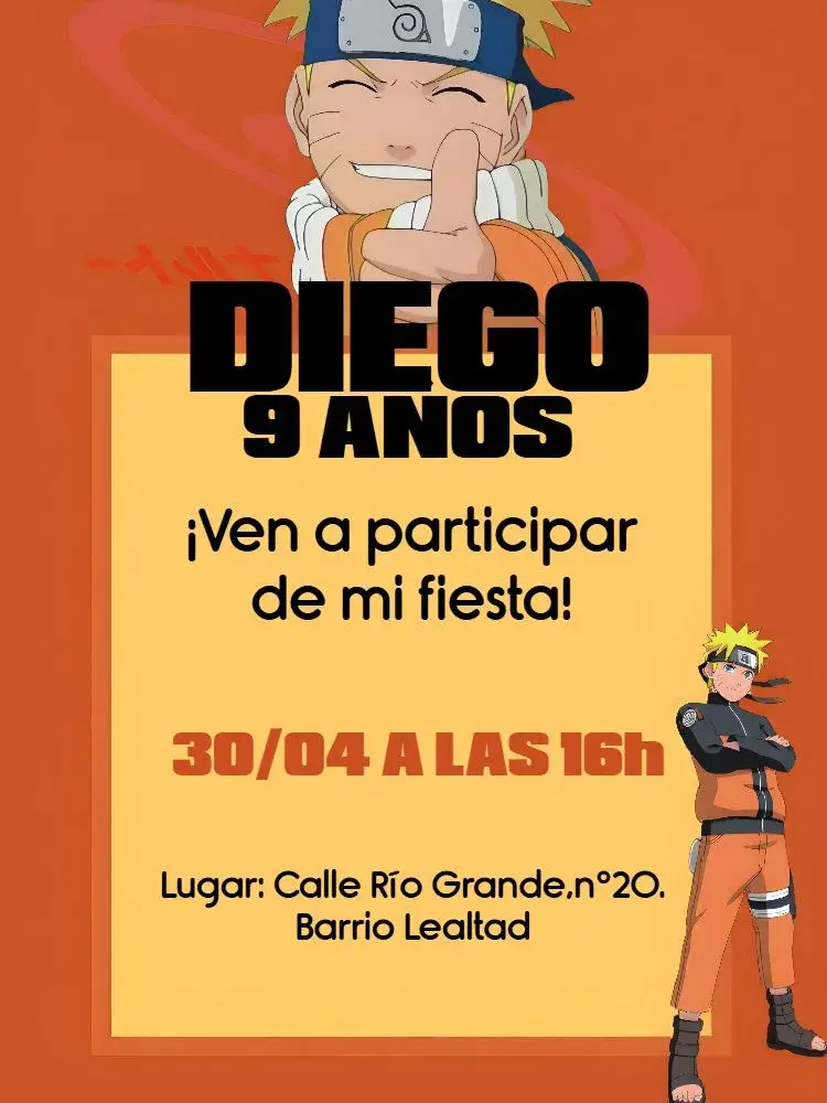 Invitación Naruto Naranja