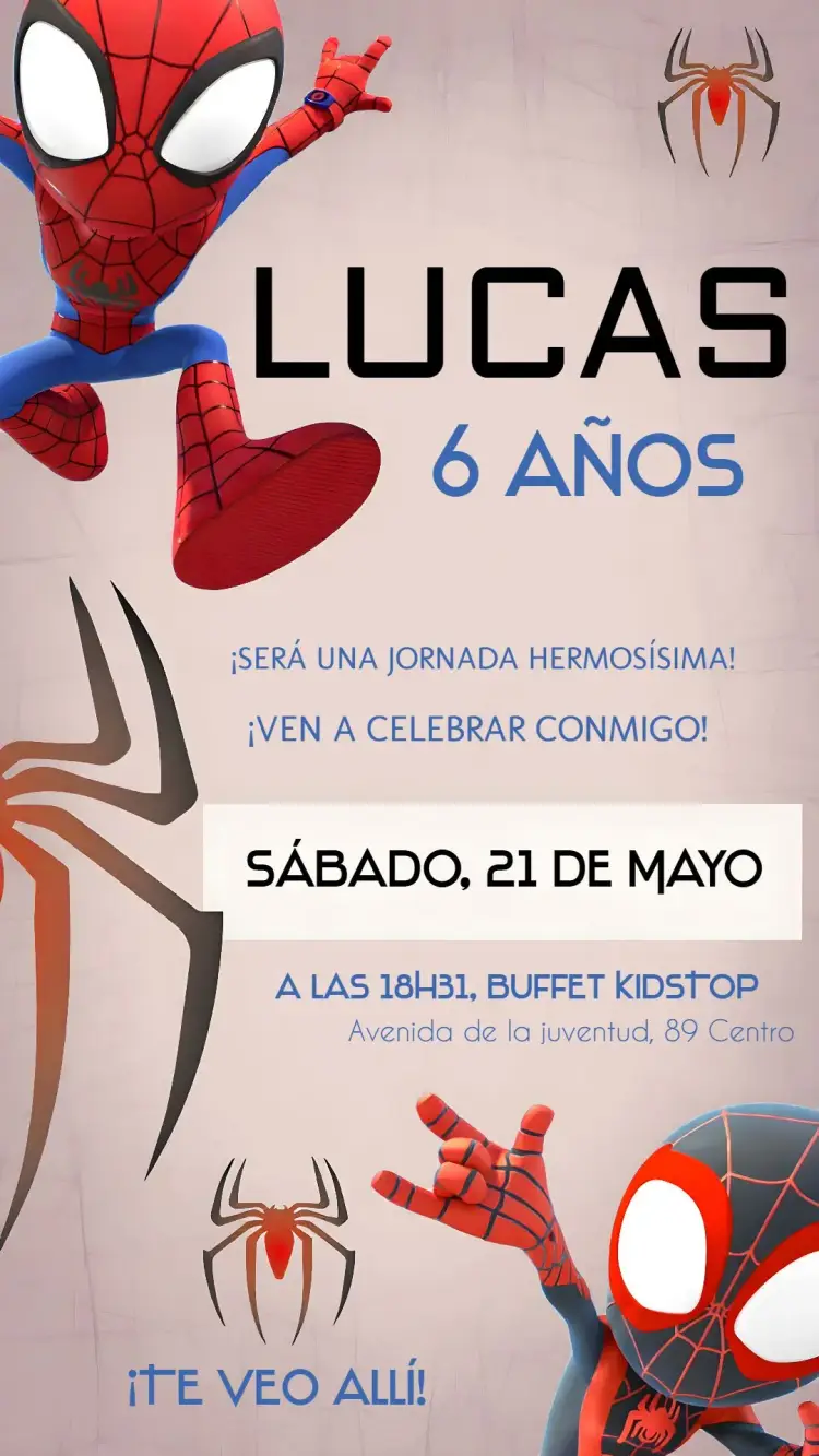 Invitación Hombre Araña Juguete Azul