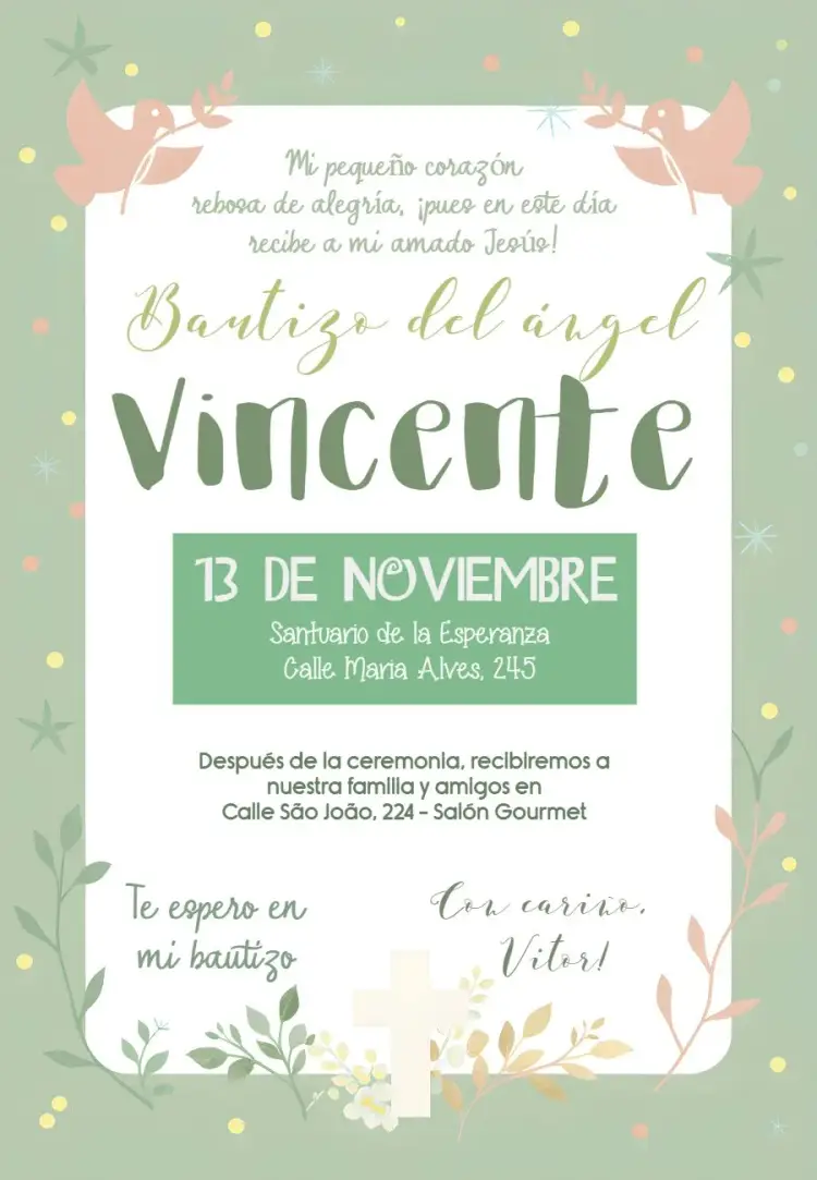 Invitación Bautizo Niño