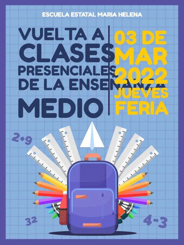 Invitación Vuelta a Clases Adolescente – tema Cumpleaños Infantil moderno, escolar, azul, joven, divertido