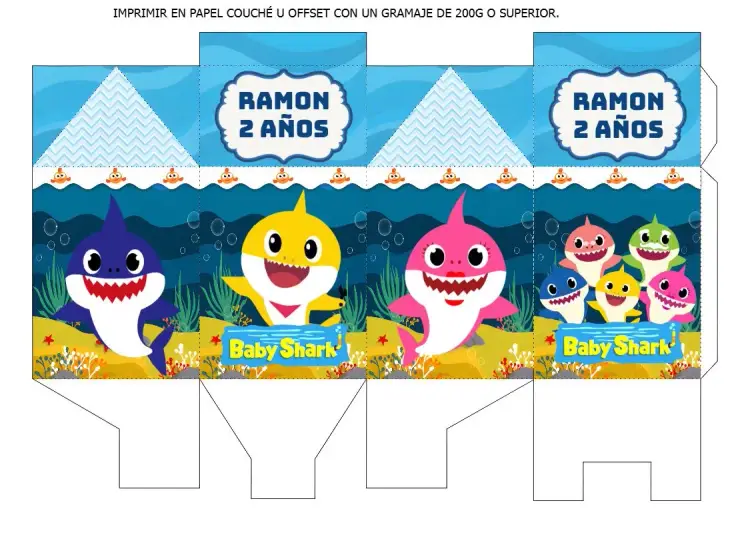 Invitación Caja Milk Baby Shark Tiburones