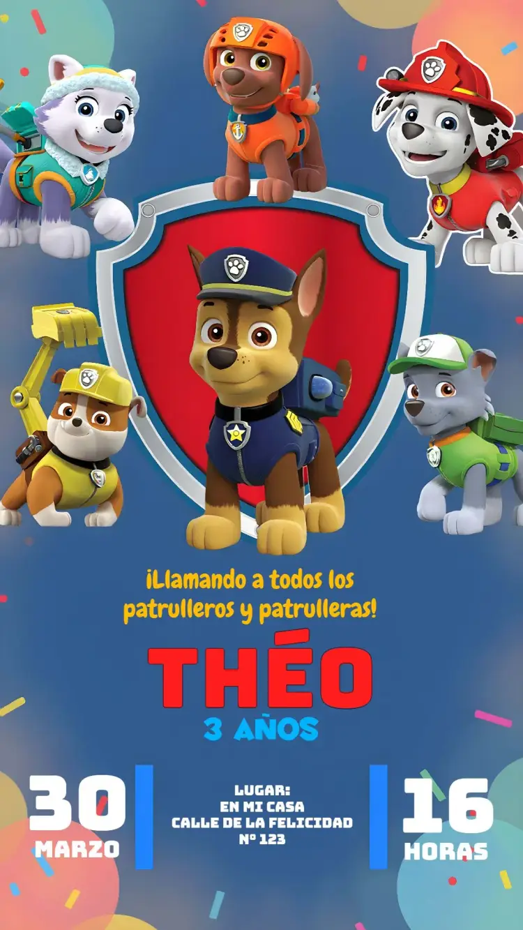 Invitación Patrulla Canina Rubble