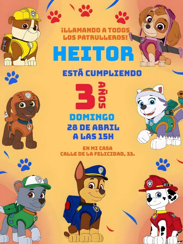 Invitación Patrulla Canina Chase