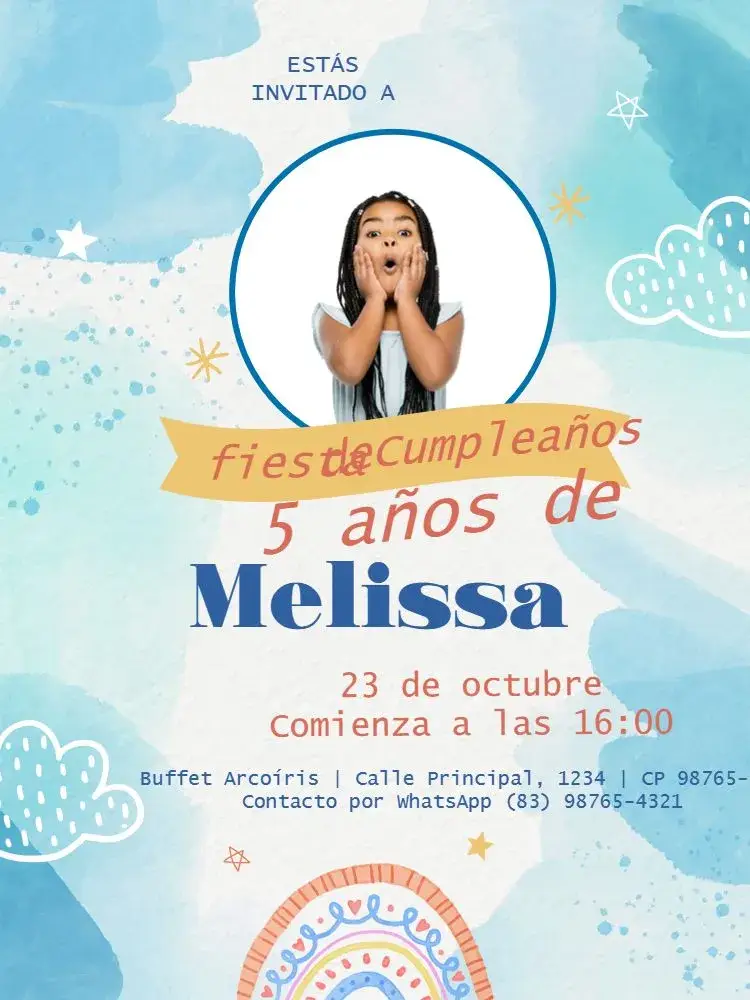 Invitación 5 Años Con Fiesta de Foto