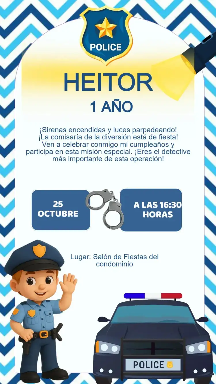 Invitación Cumpleaños Policial