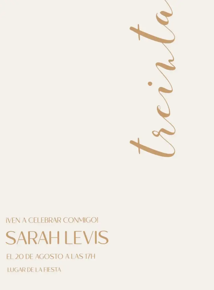 Invitación De 30 Años Treinta Beige