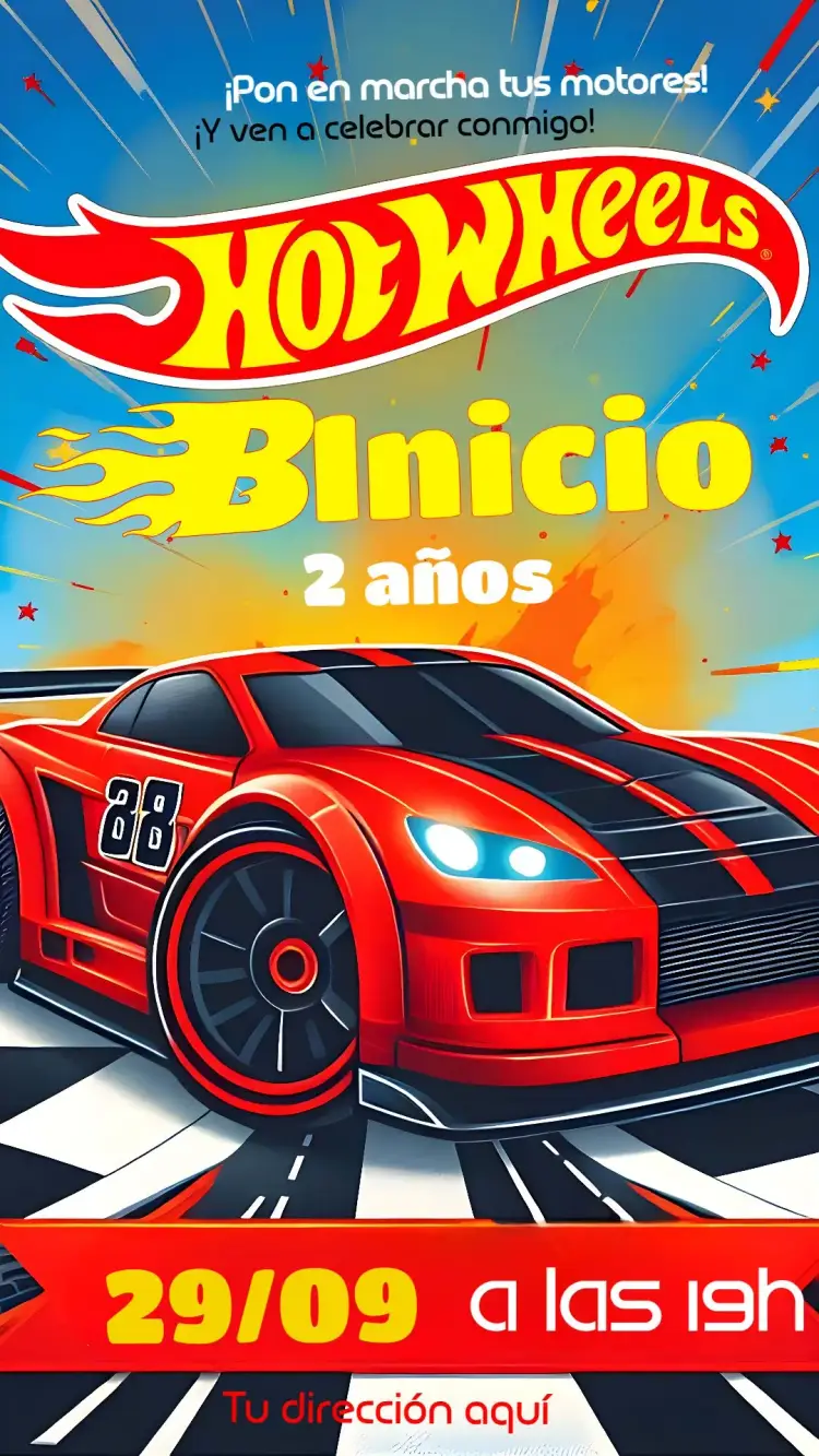 Invitación Hot Wheels Coche