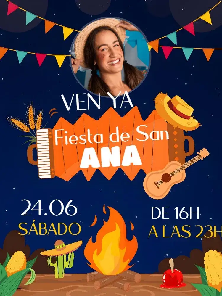 Invitación Fiesta Junina Con Foto São – tema Fechas Conmemorativas colorido, tradicional, vibrante, festivo, rústico, alegre
