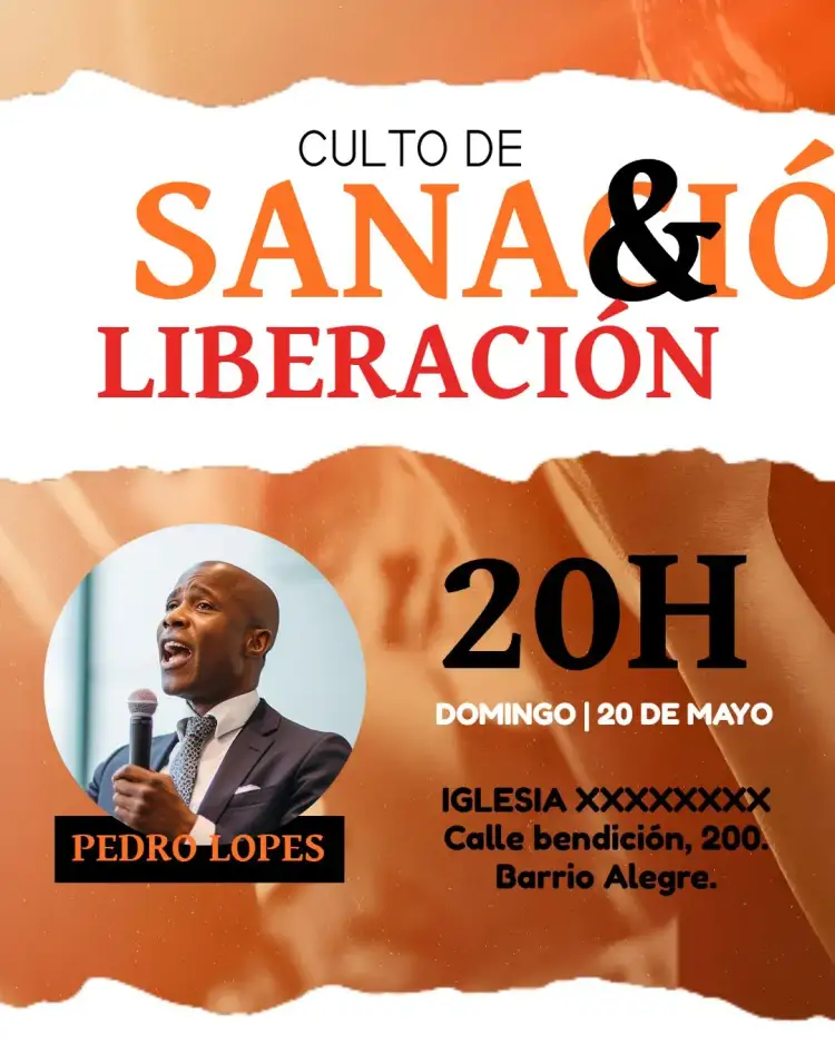 Invitación Para Culto De Liberación Iglesia Con Foto Arte – tema Bautismo moderno, gospel, suave, minimalista, espiritual, colorido