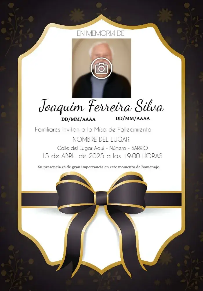Invitación Misa De Fallecimiento Con Foto Cruz
