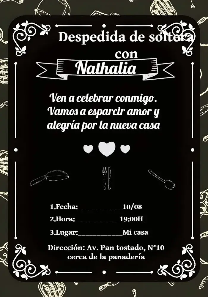 Invitación Despedida de soltera Pizarra Chalkboard Gris